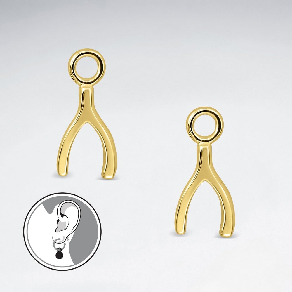 Sterling Silver Wishbone Charms for Hoop Earrings