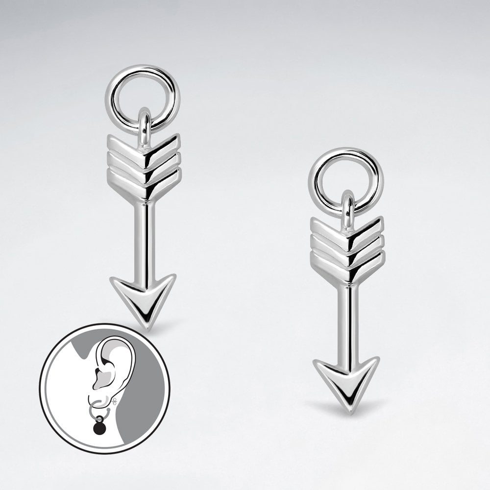 Sterling Silver Arrow Charm for Hoop Earrings