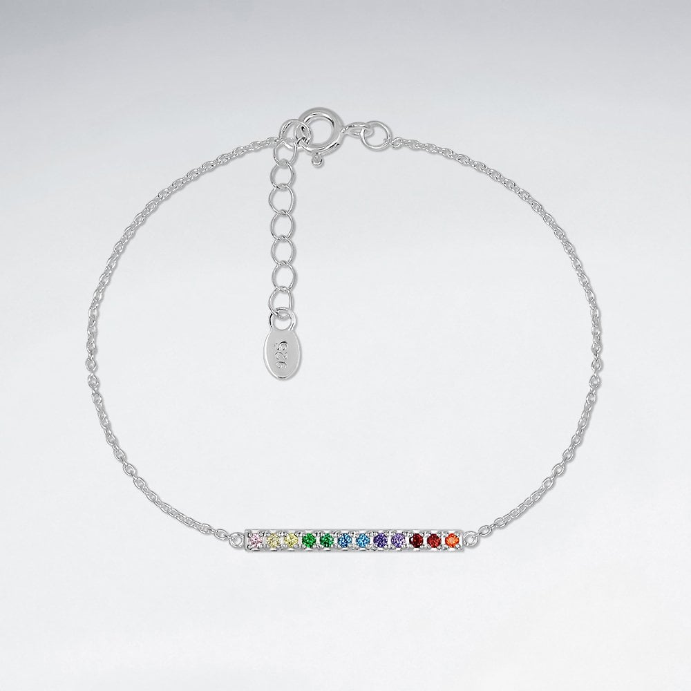 Sterling Silver Rainbow CZ Bracelet