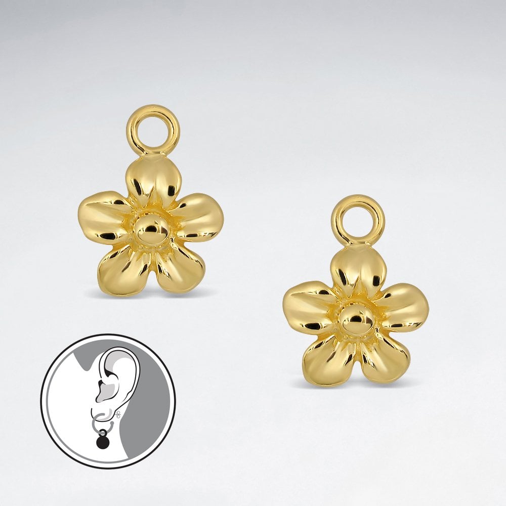 Sterling Silver Flower Blossom Hoop Charms