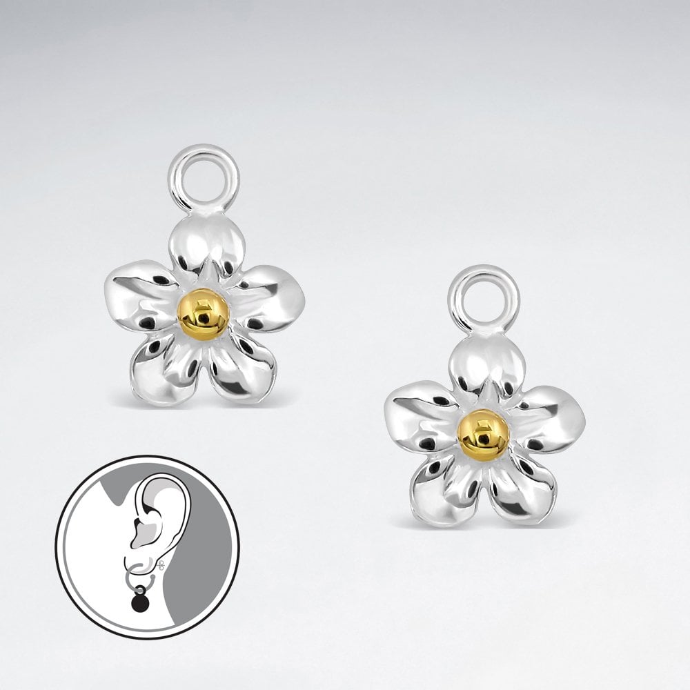 Sterling Silver Flower Blossom Hoop Charms