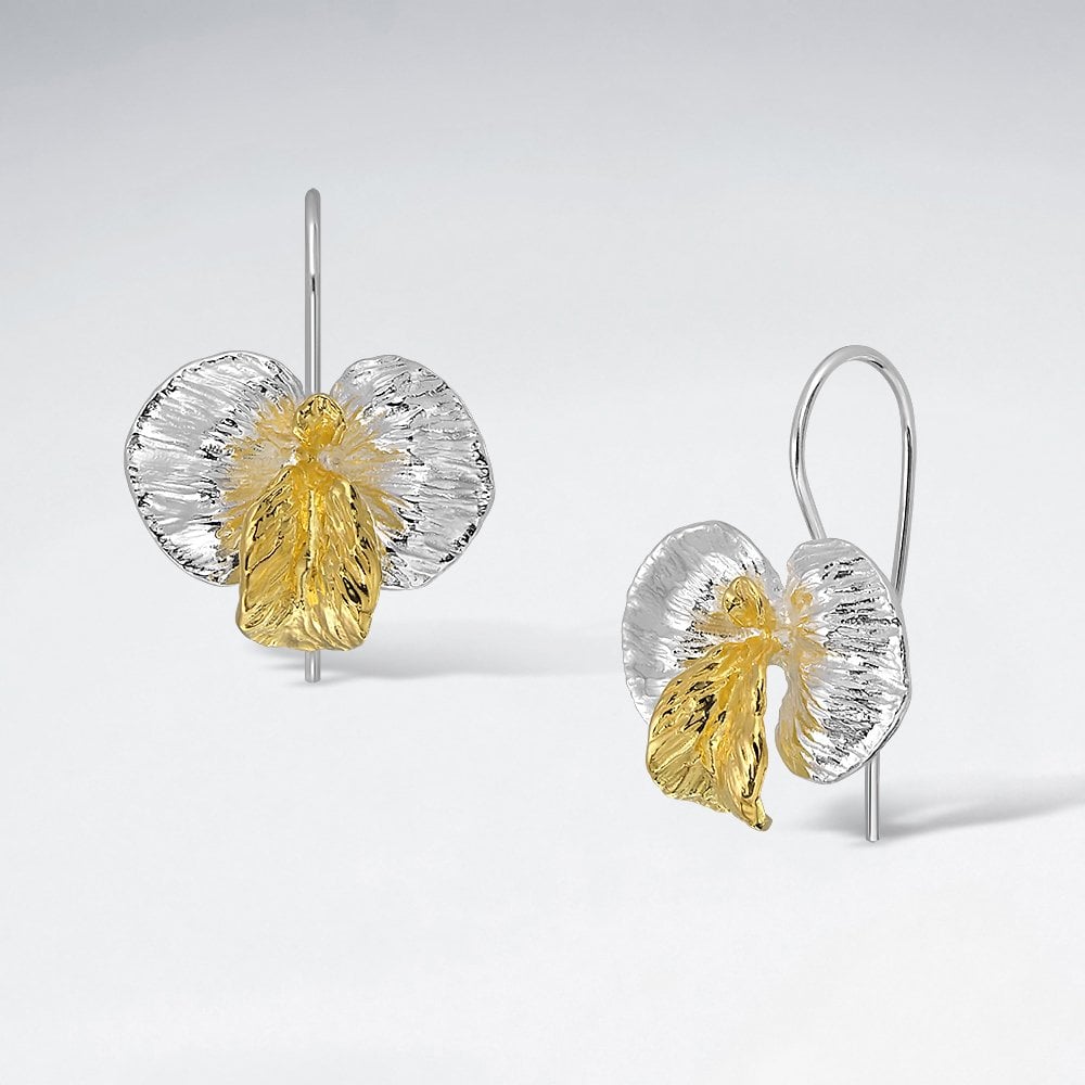 Sterling Silver Blooming Flower Hook Earrings