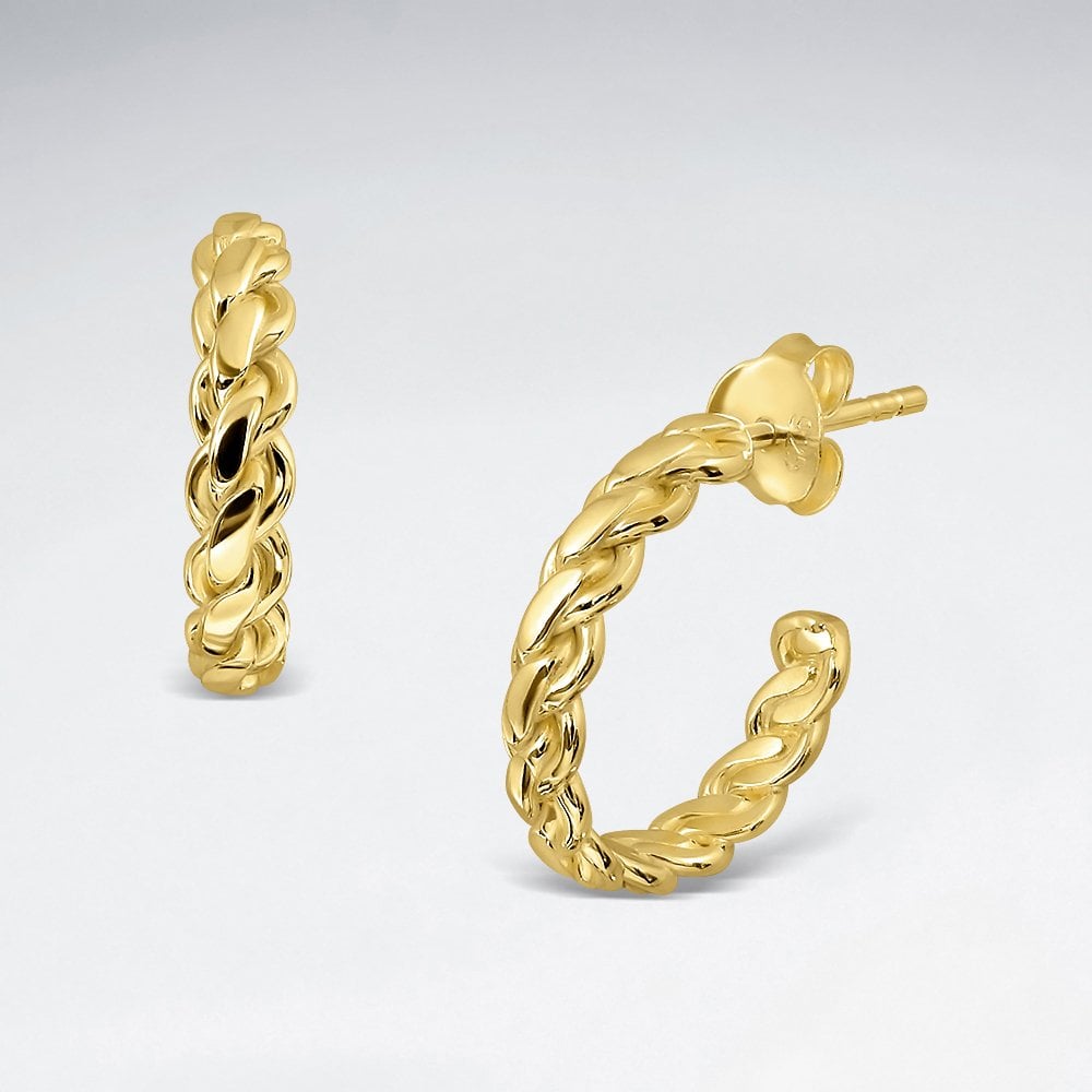 Sterling Silver Bali Braid Hoop Stud Earrings