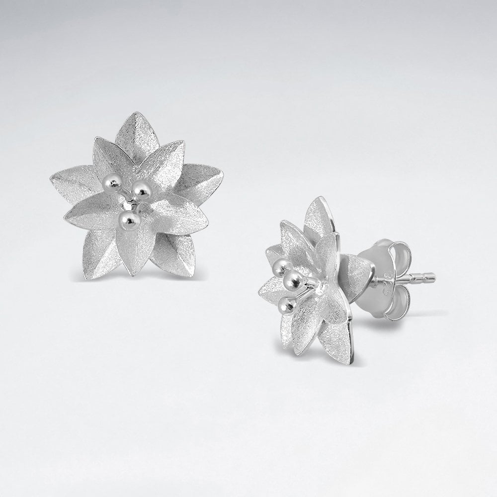 Sterling Silver Floral Stud Earrings