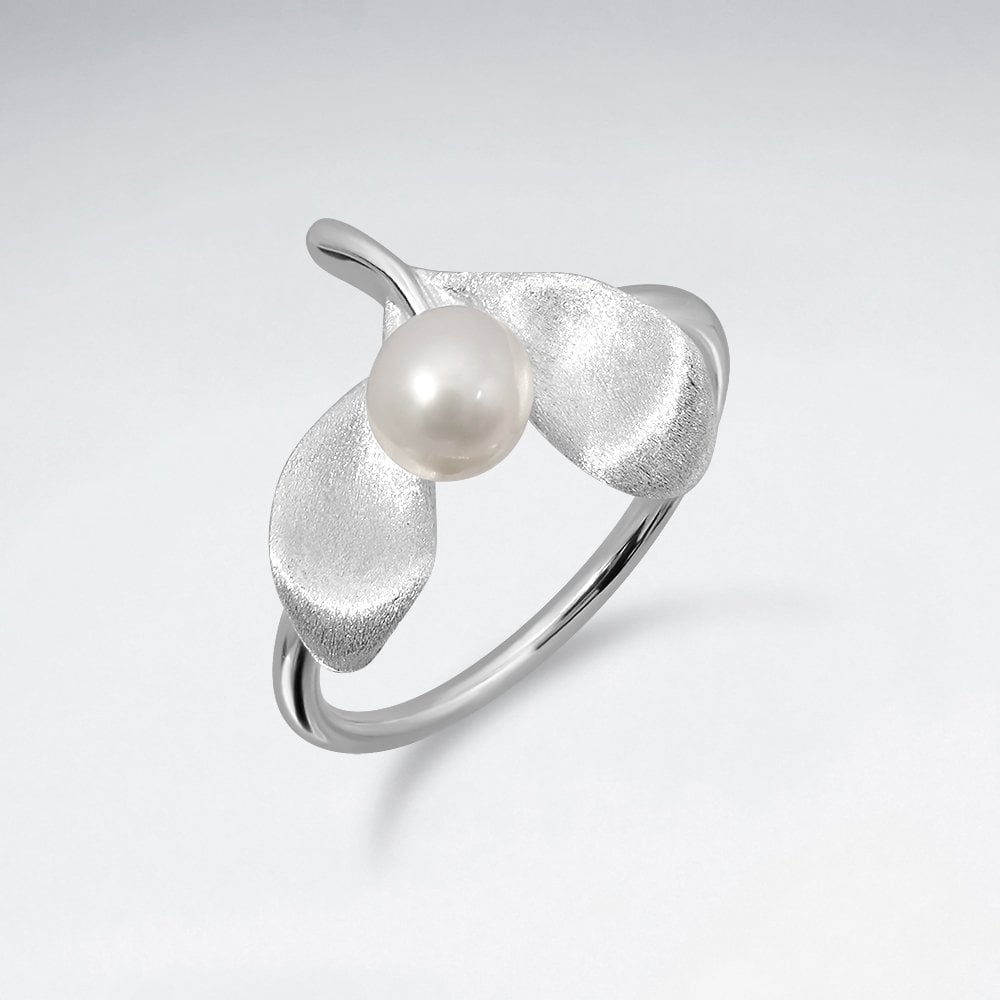Sterling Silver Mistletoe Freshwater Pearl Ring