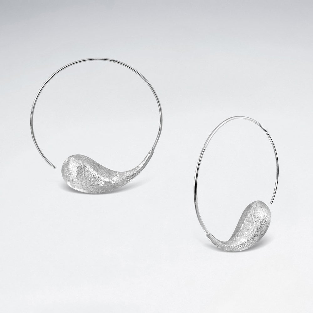 Matte Silver Progressive Swirl Open Hoop Earrings