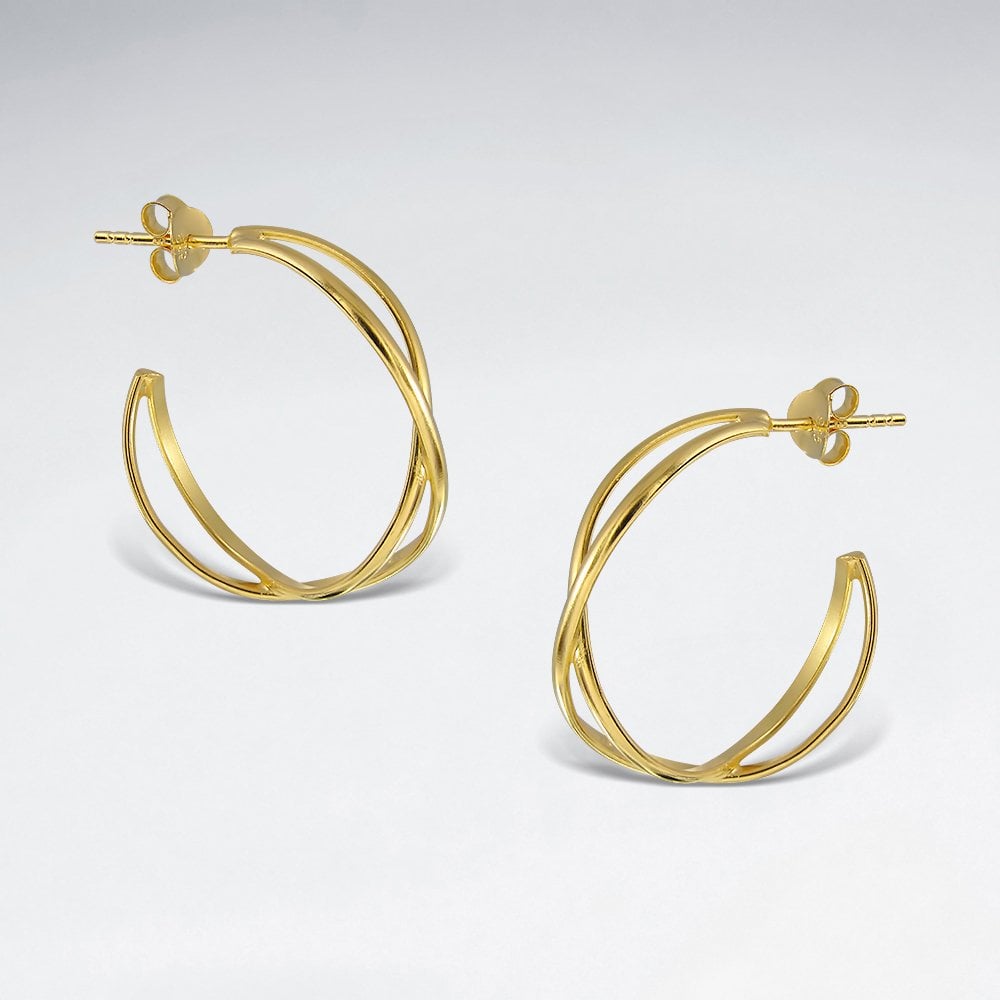 Sterling Silver Circular Twisted Intertwined Hoop Stud Earrings