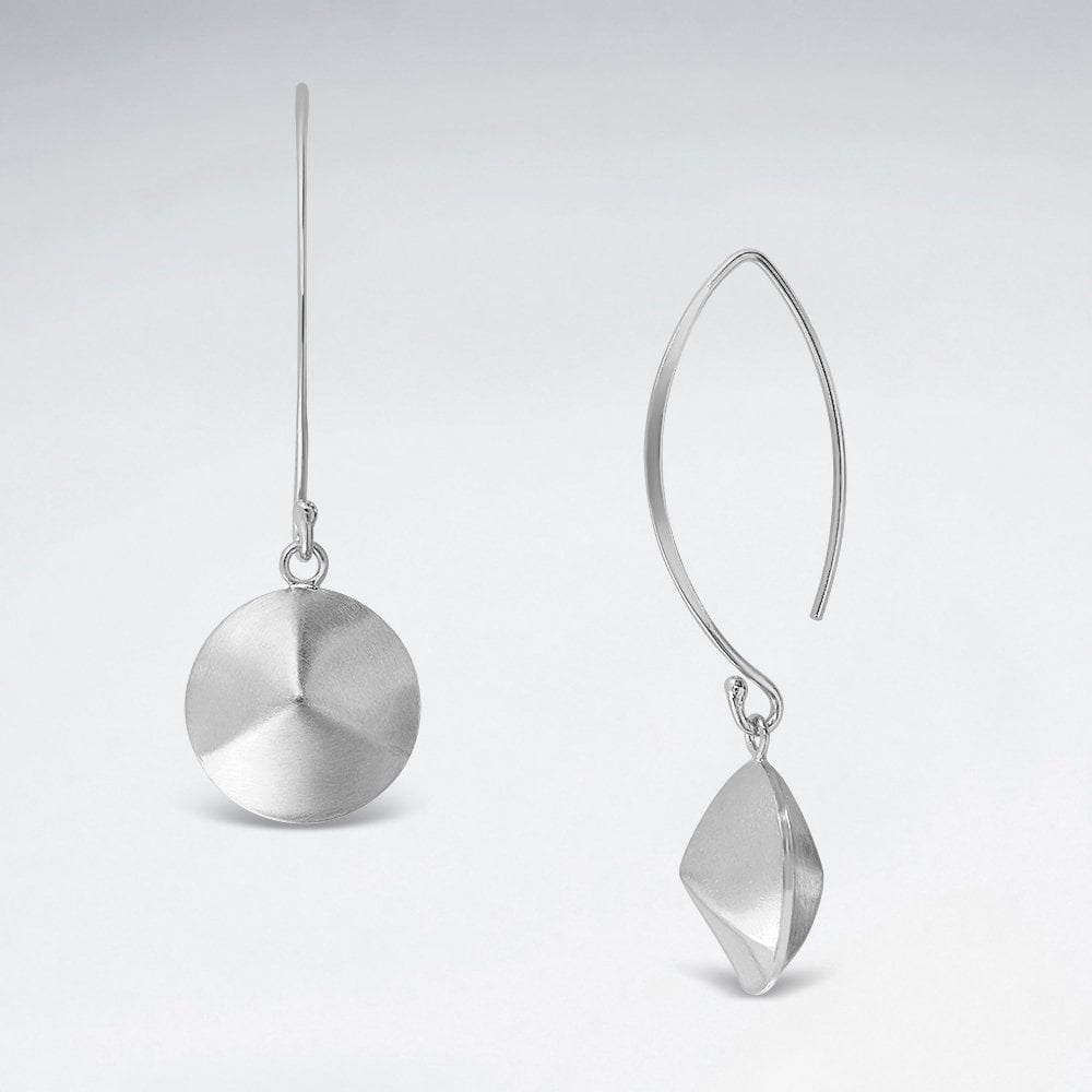 Open Marquise Silver Circle Suspended Dangle Earrings
