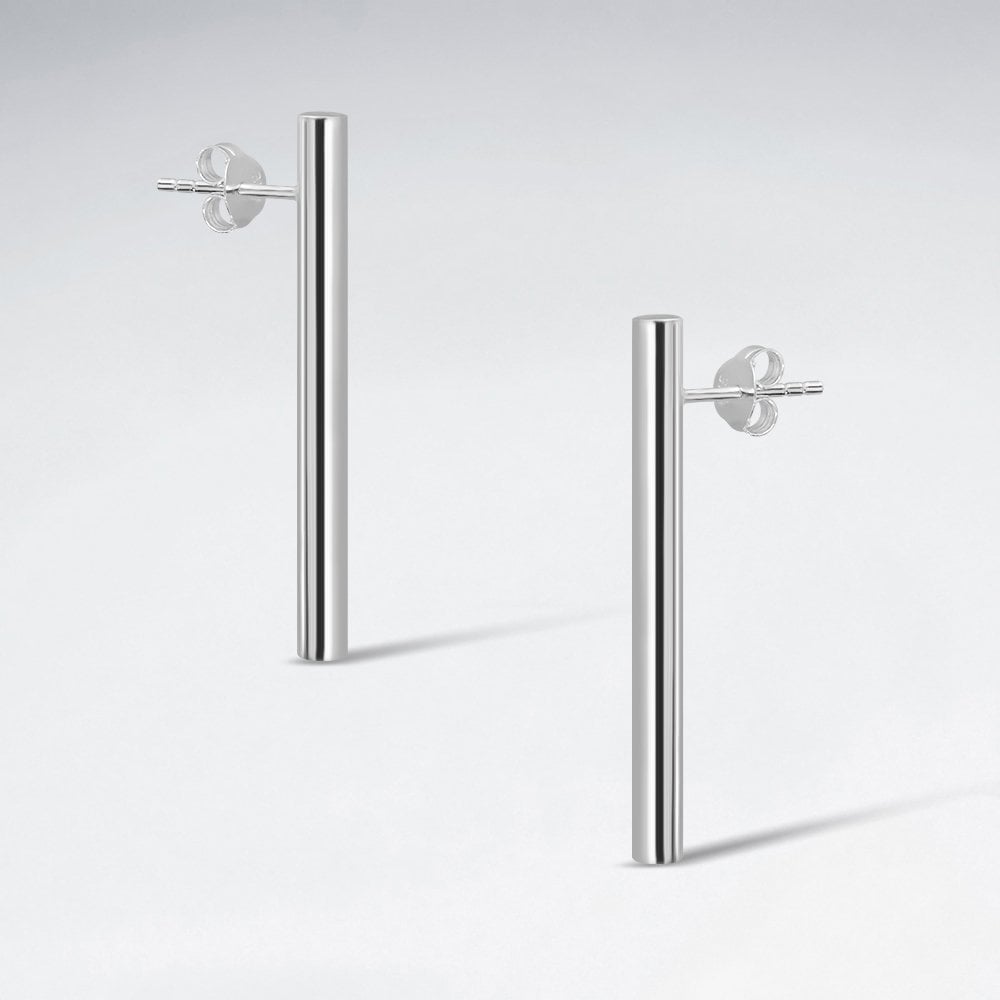 Vertical Lines Sterling Silver Stud Post Earrings