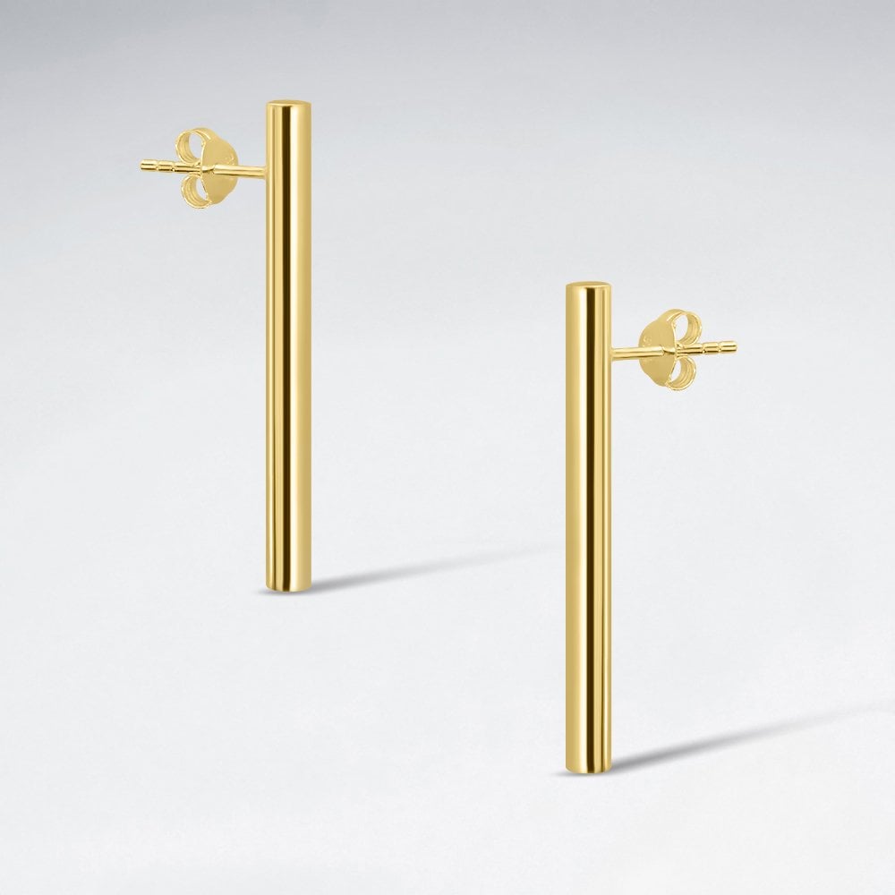Vertical Lines Sterling Silver Stud Post Earrings