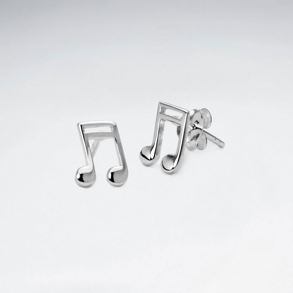 Sterling Silver Musical Note Stud Earrings