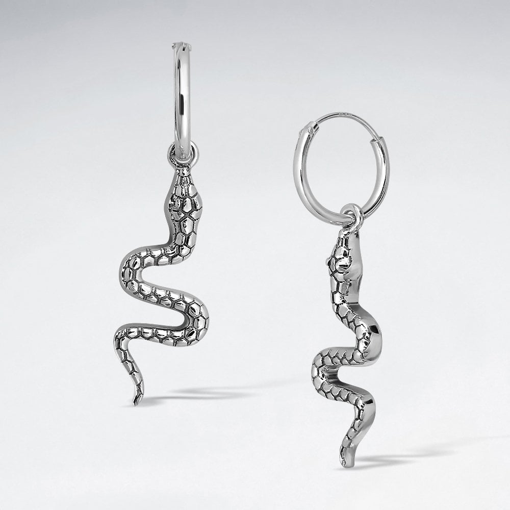 Snake Sterling Silver Hoop Earrings