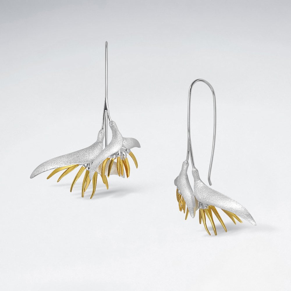 Sterling Silver Flower Statement Hook Earrings