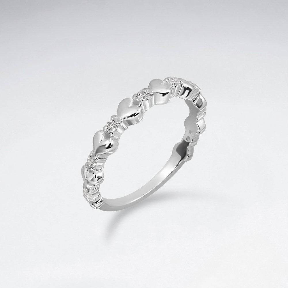 Sterling Silver Heart and CZ Ring