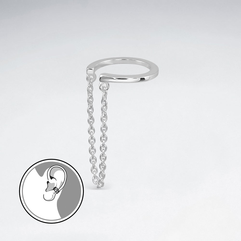Sterling Silver Ear Cuff with Chain