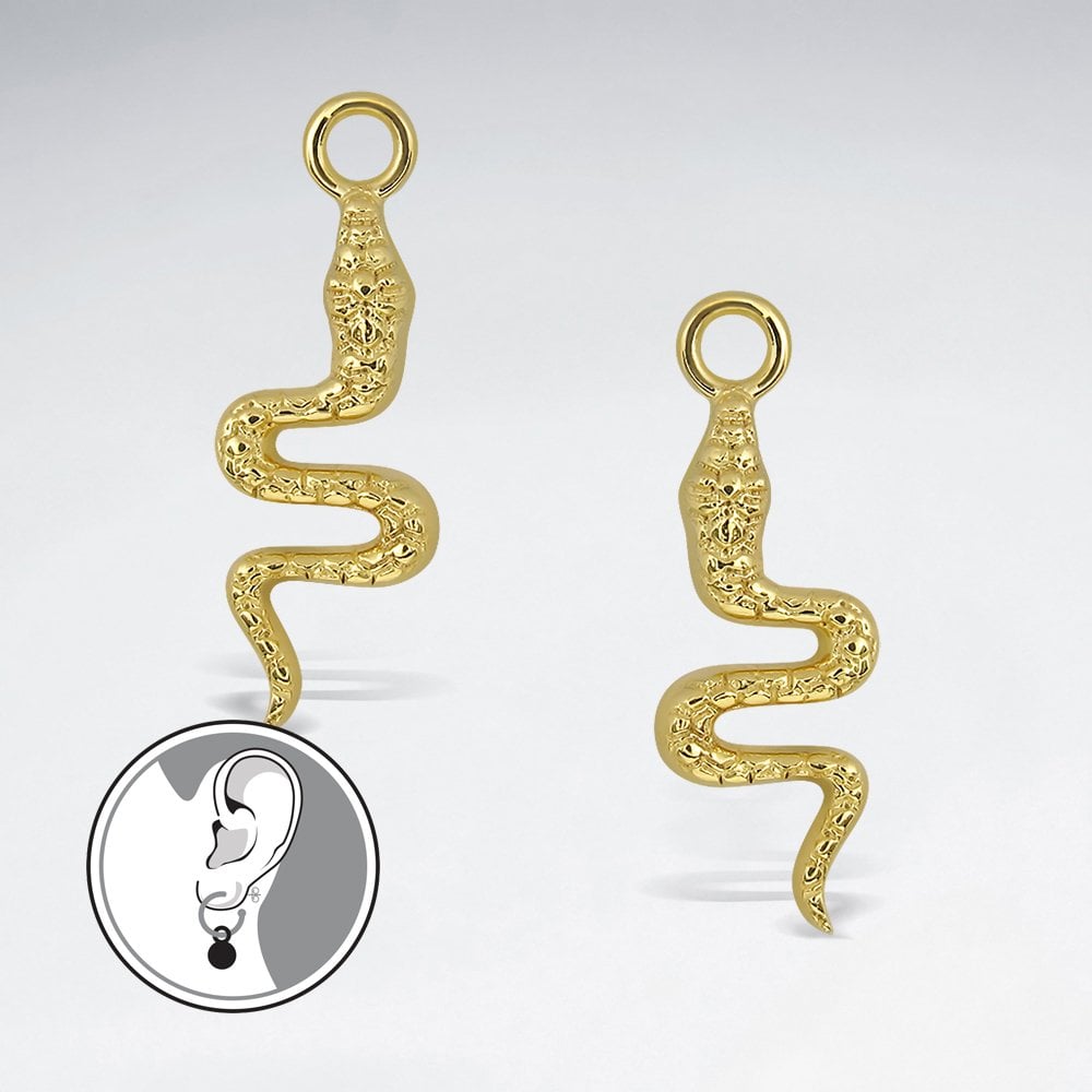 Sterling Silver Snake Charms for Hoop Earring