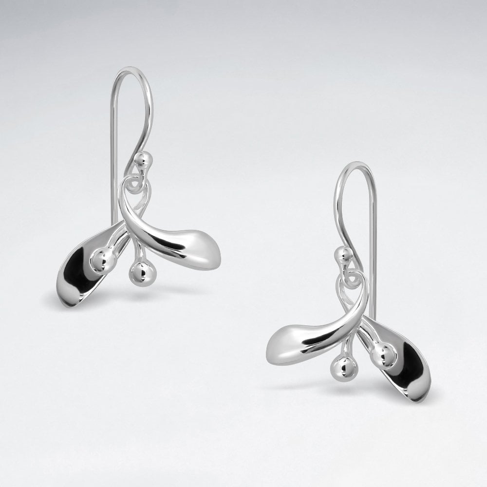 Sterling Silver Holiday Mistletoe Earrings