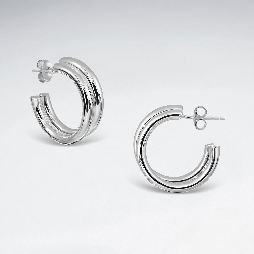 Sterling Silver Stud Hoop Earrings