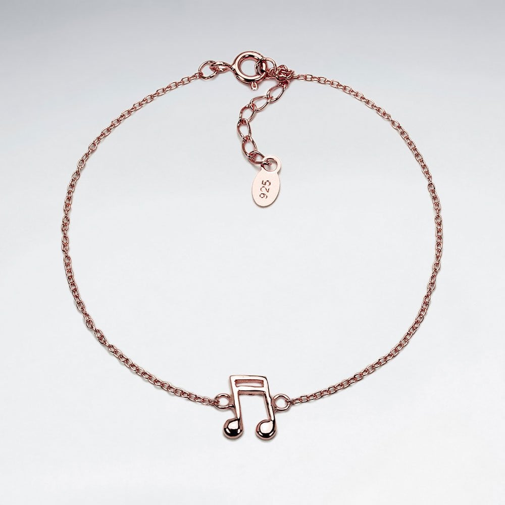 Sterling Silver Musical Double Bar Note Charm Bracelet