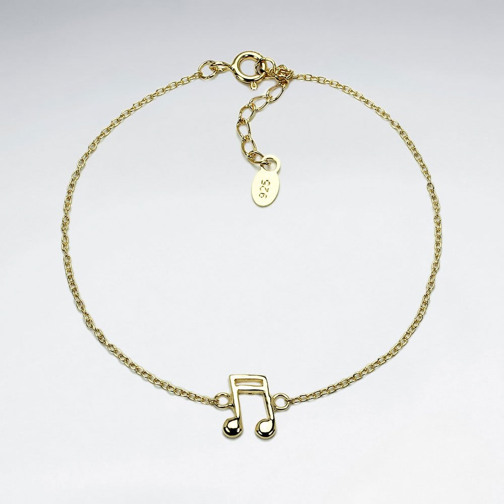 Sterling Silver Musical Double Bar Note Charm Bracelet