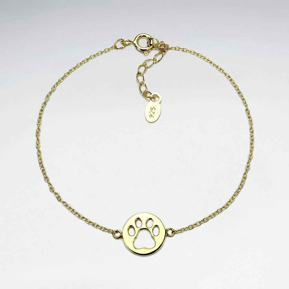Sterling Silver Paw print Circle Bracelet