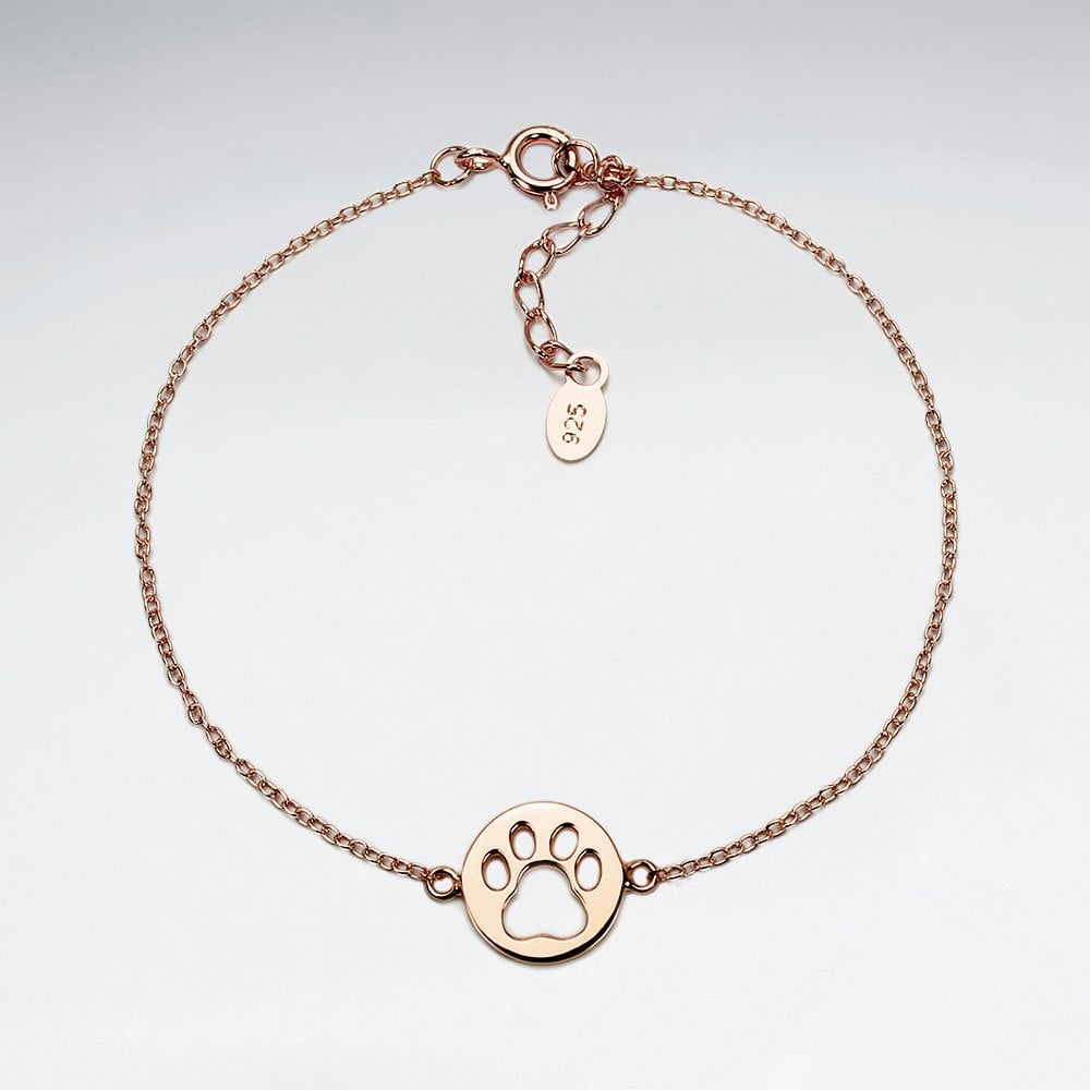 Sterling Silver Paw print Circle Bracelet