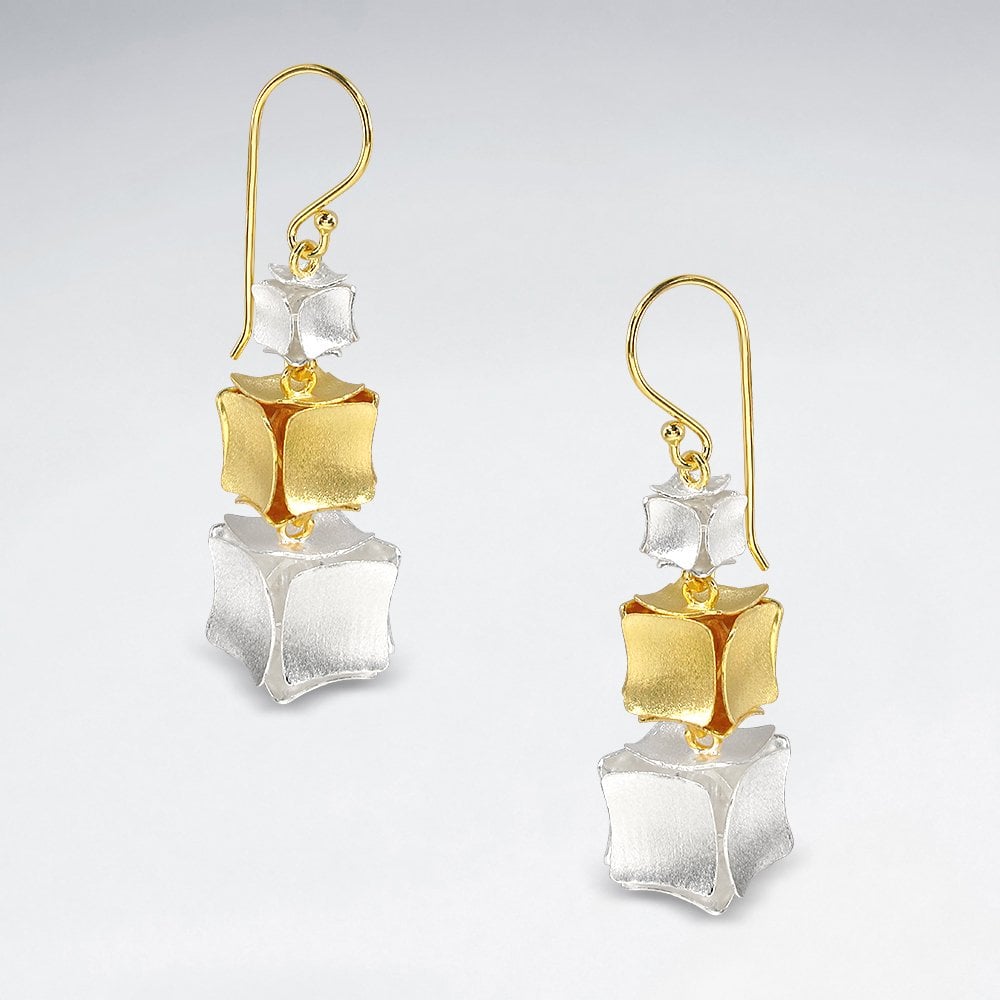 Sterling Silver Gradual Cubed Dangle Earrings
