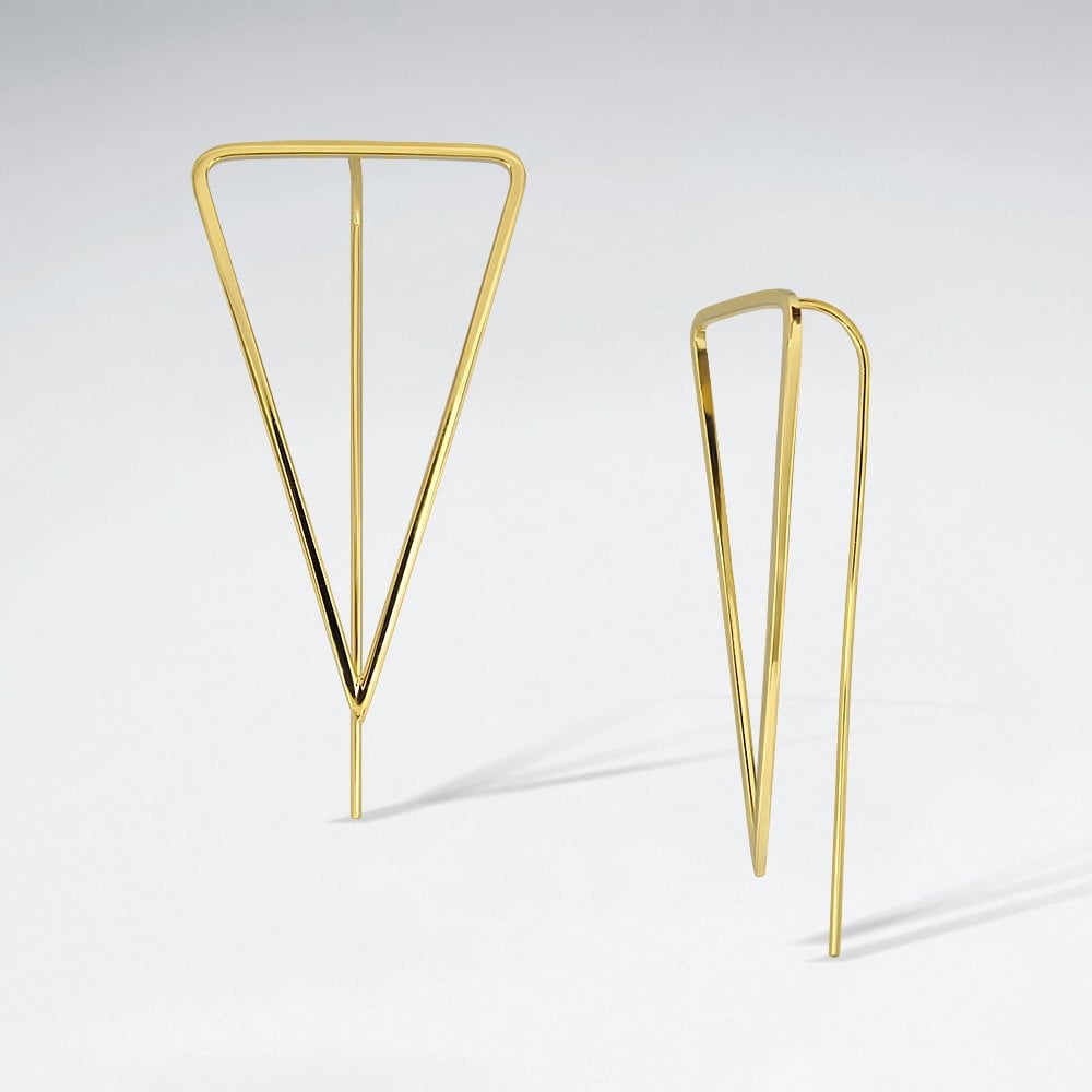 Sterling Silver Openwork Upturned Triangle Earrings