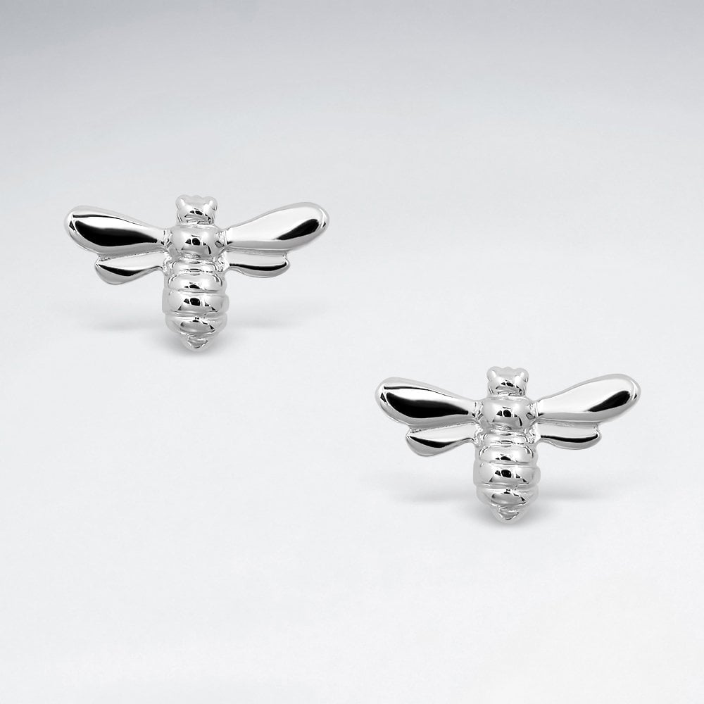 Sterling Silver Bee Stud Earrings