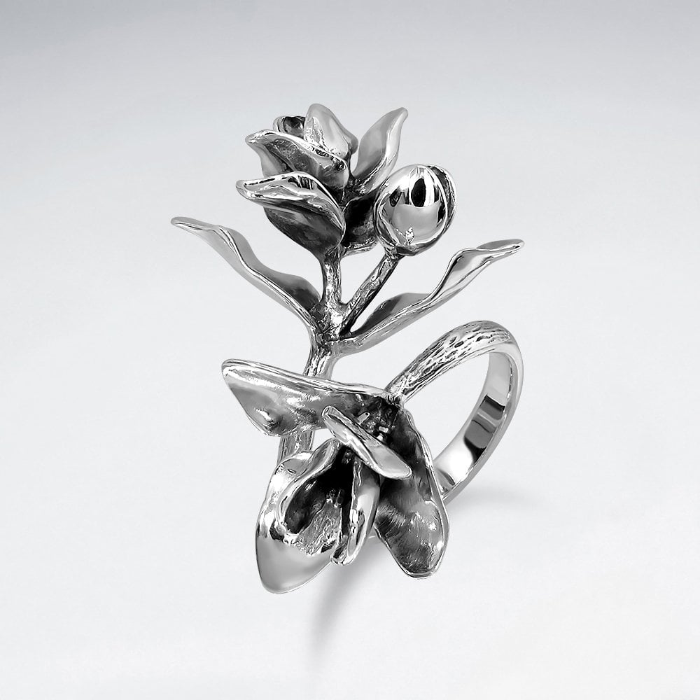 Sterling Silver Statement Rose Ring
