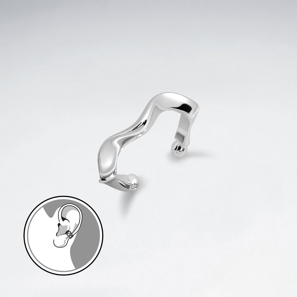 Sterling Silver Pinch Twist Ear Cuff Earring