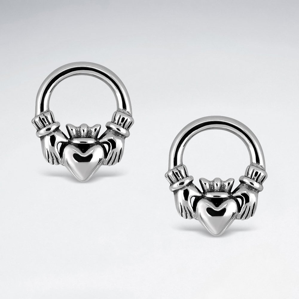 Sterling Silver Claddagh Symbol Earrings