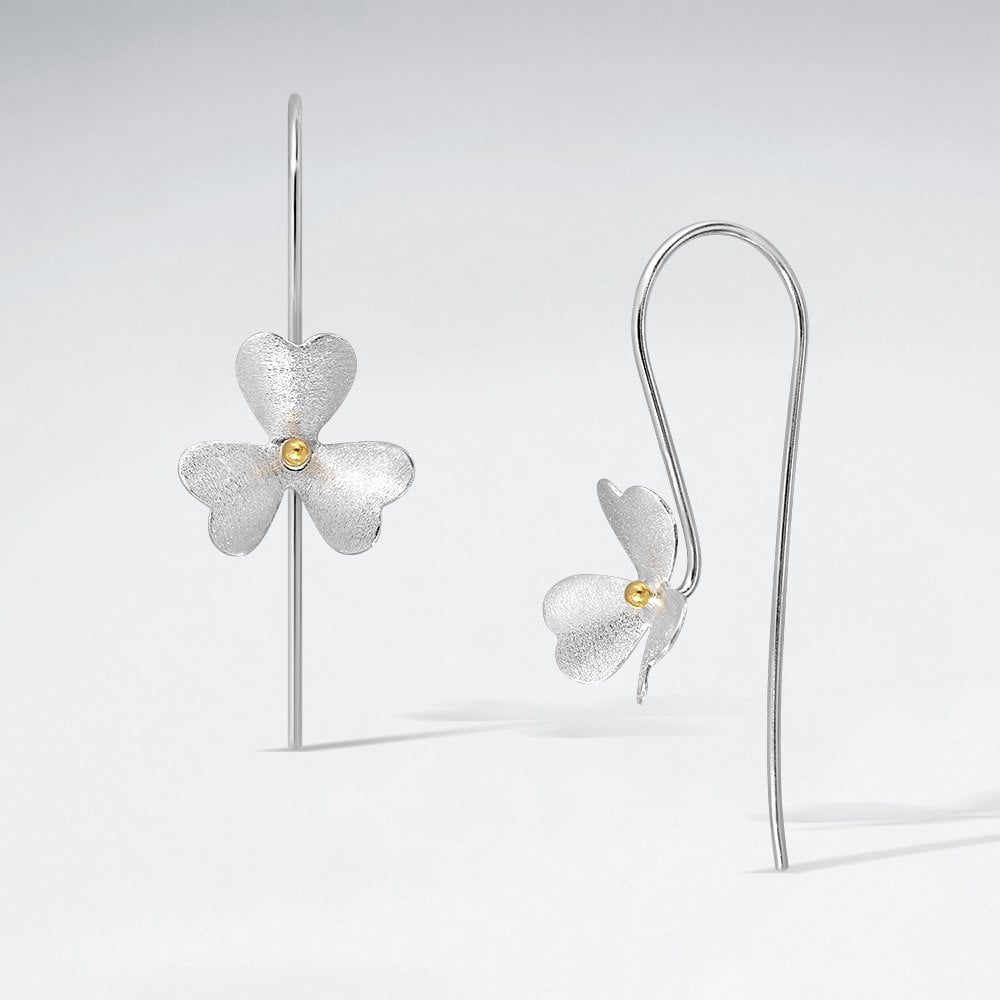 Flower Hook Earrings in fine Sterling Silver