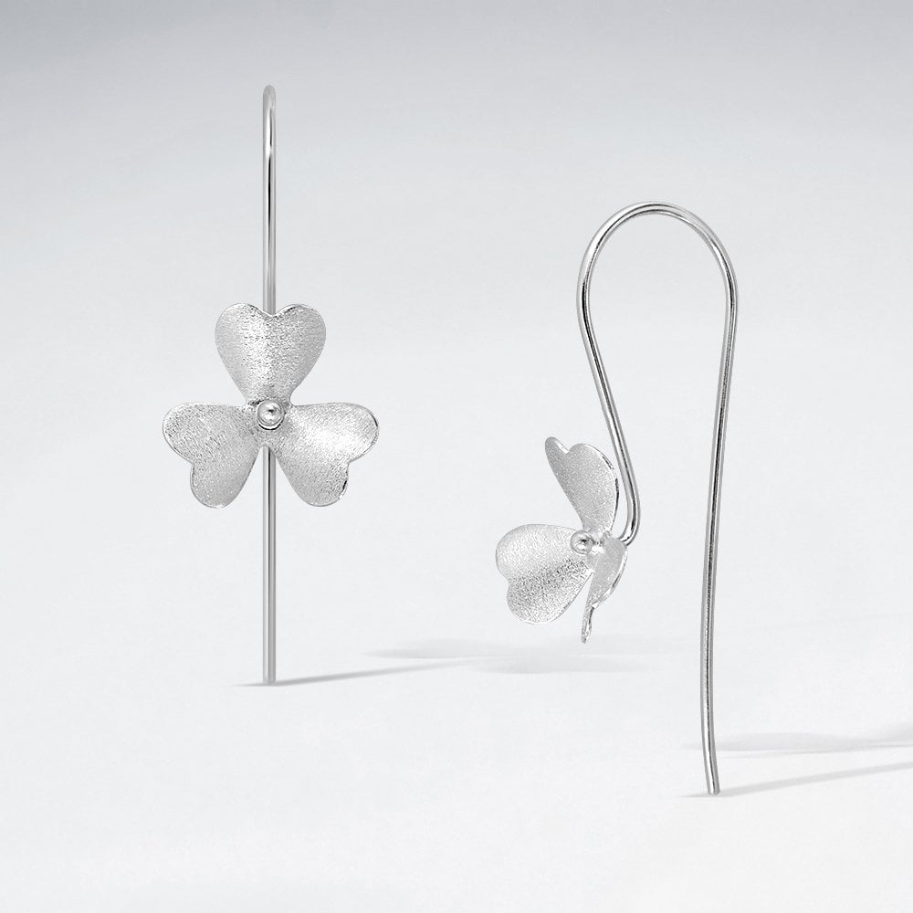Flower Hook Earrings in fine Sterling Silver