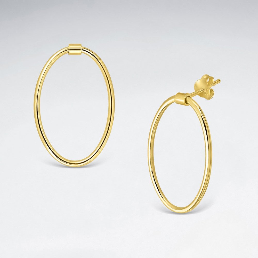 Sterling Silver Oval Stud Drop Earrings