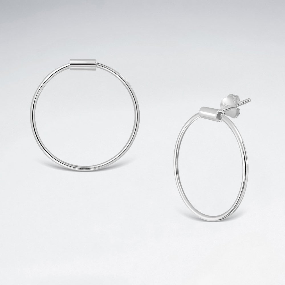 Sterling Silver Round Drop Stud Earrings