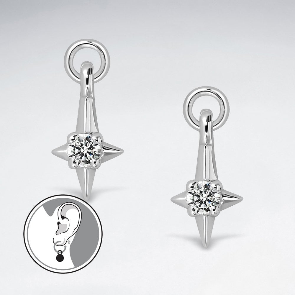 Sterling Silver Star Gem Charms for Hoop Earrings