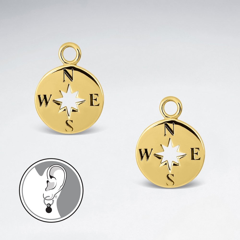 Sterling Silver Compass Charm for Hoop