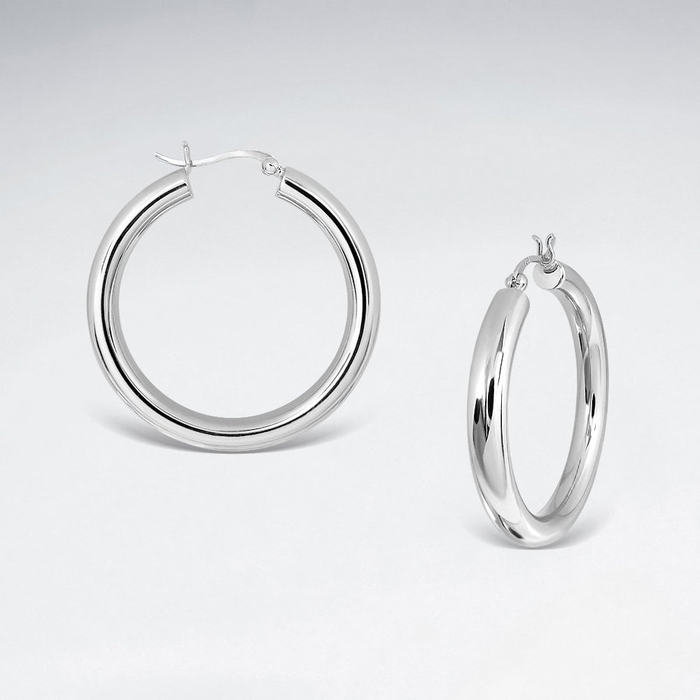 Classic Tube Hoop Earrings in Sterling Silver