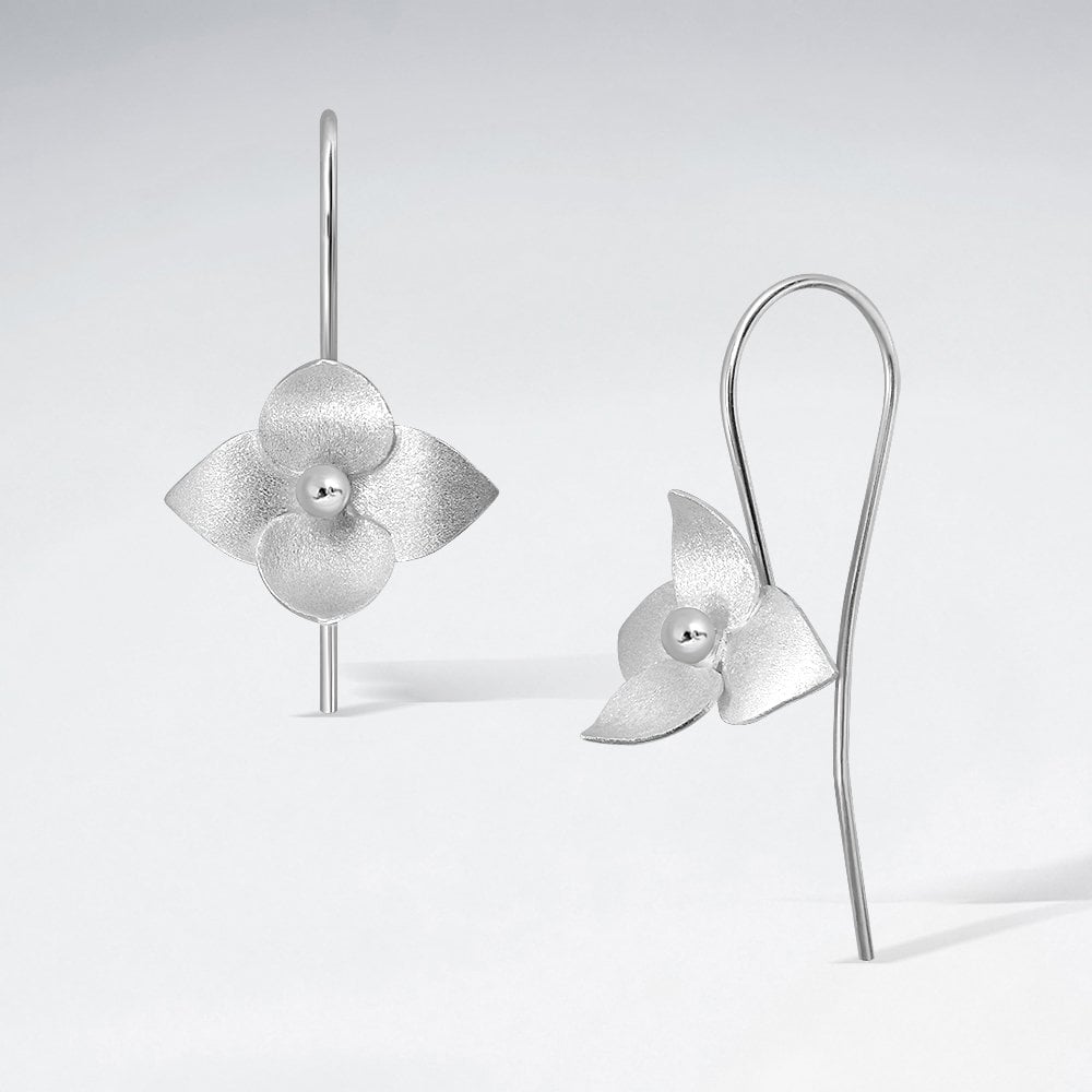 Sterling Silver Flower Hook Blossom Earrings