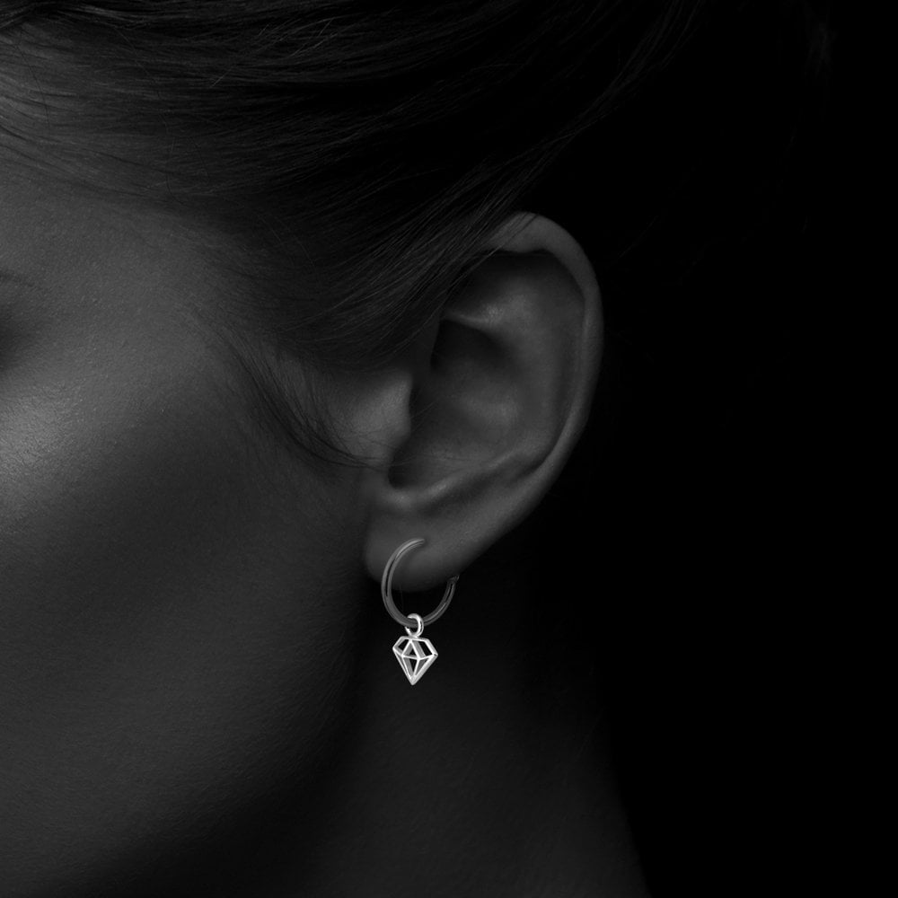 Sterling Silver Diamond Shape Filigree Hoop Charm