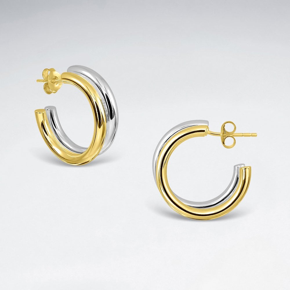 Sterling Silver Stud Hoop Earrings