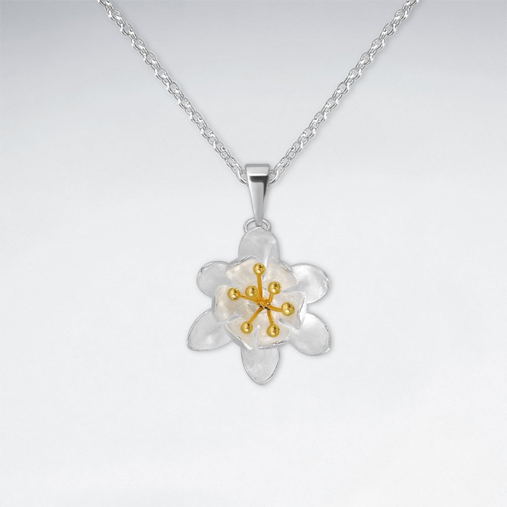 Sterling Silver Six Petal Flower Pendant