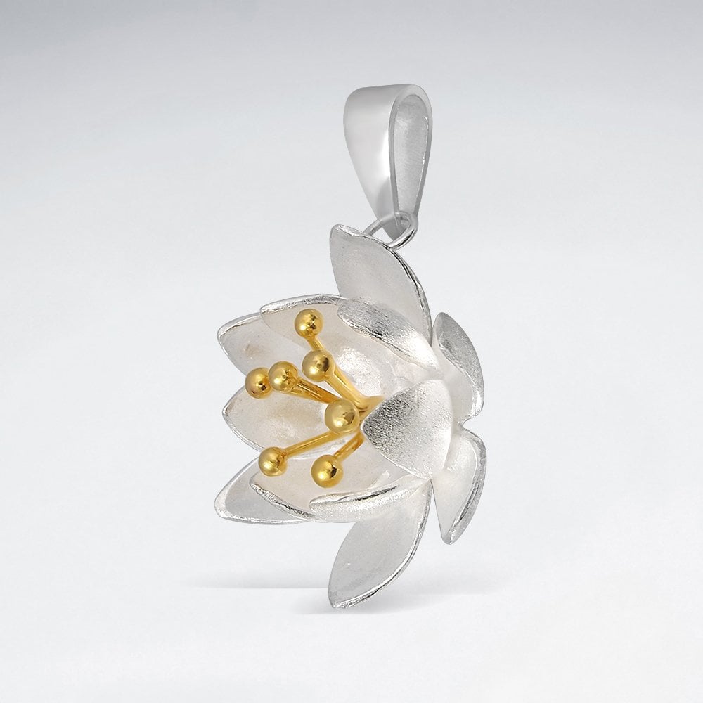 Sterling Silver Six Petal Flower Pendant