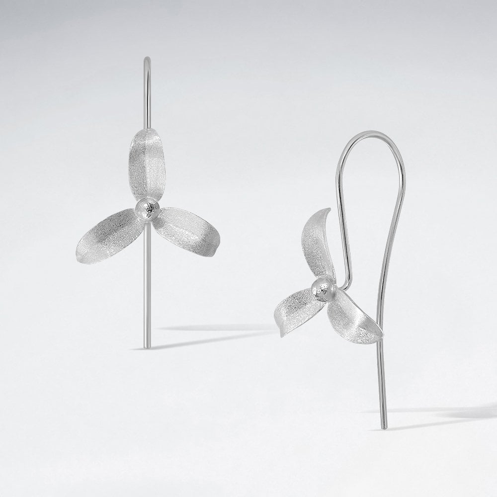 Stirling Silver Three Point Flower Earrings