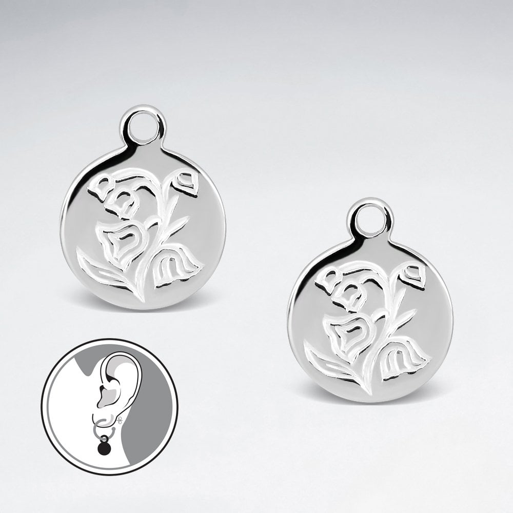 Sterling Silver Lily of the Valley May Birth Flower Charm for Hoop