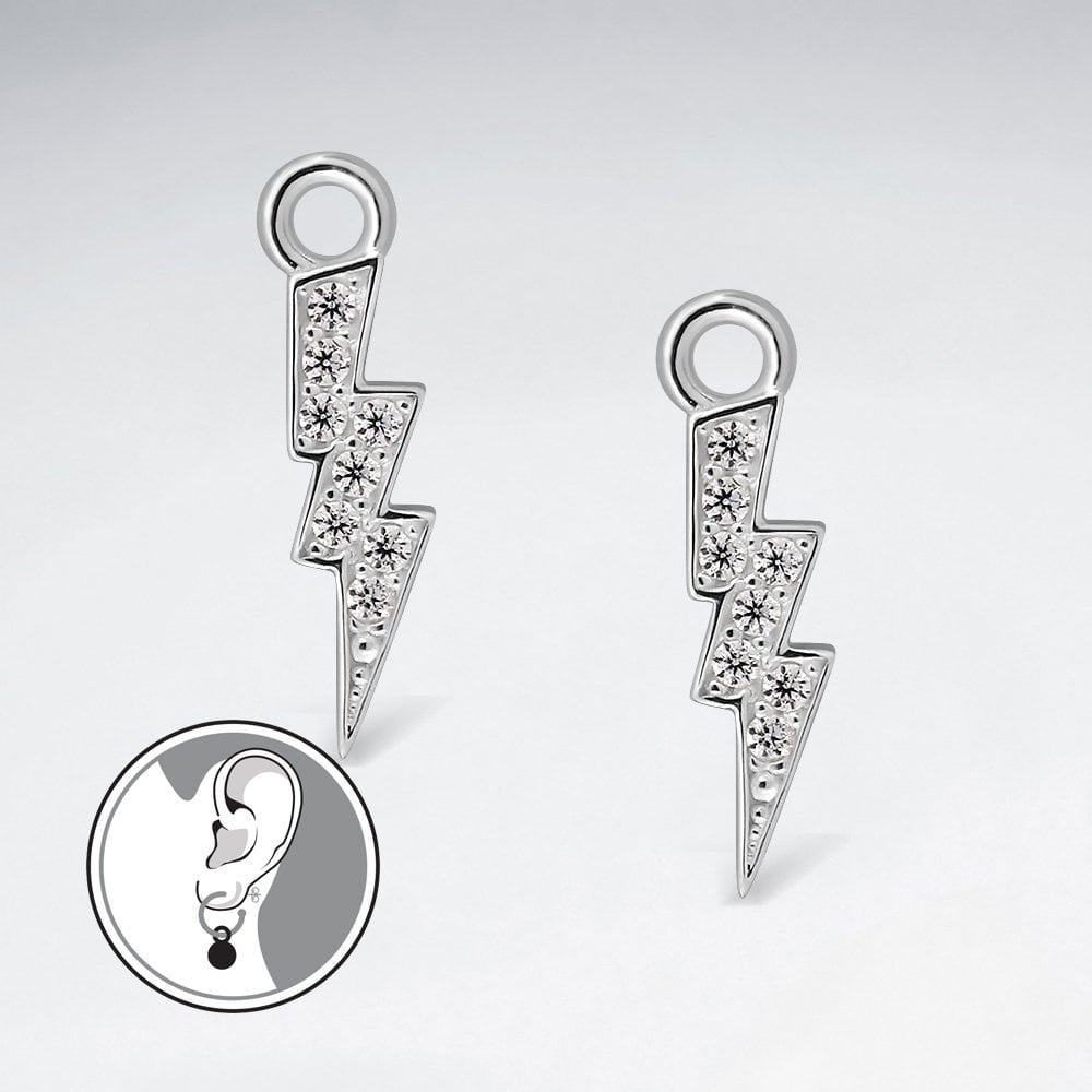 Sterling Silver Lightning Zap Jewelry Charms for Hoop Earring