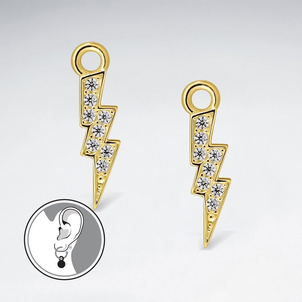 Sterling Silver Lightning Zap Jewelry Charms for Hoop Earring