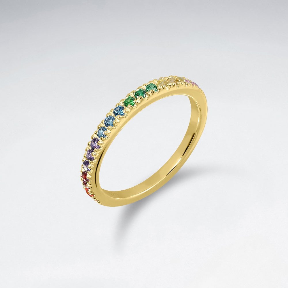 Sterling Silver Eternity Rainbow Stackable Ring