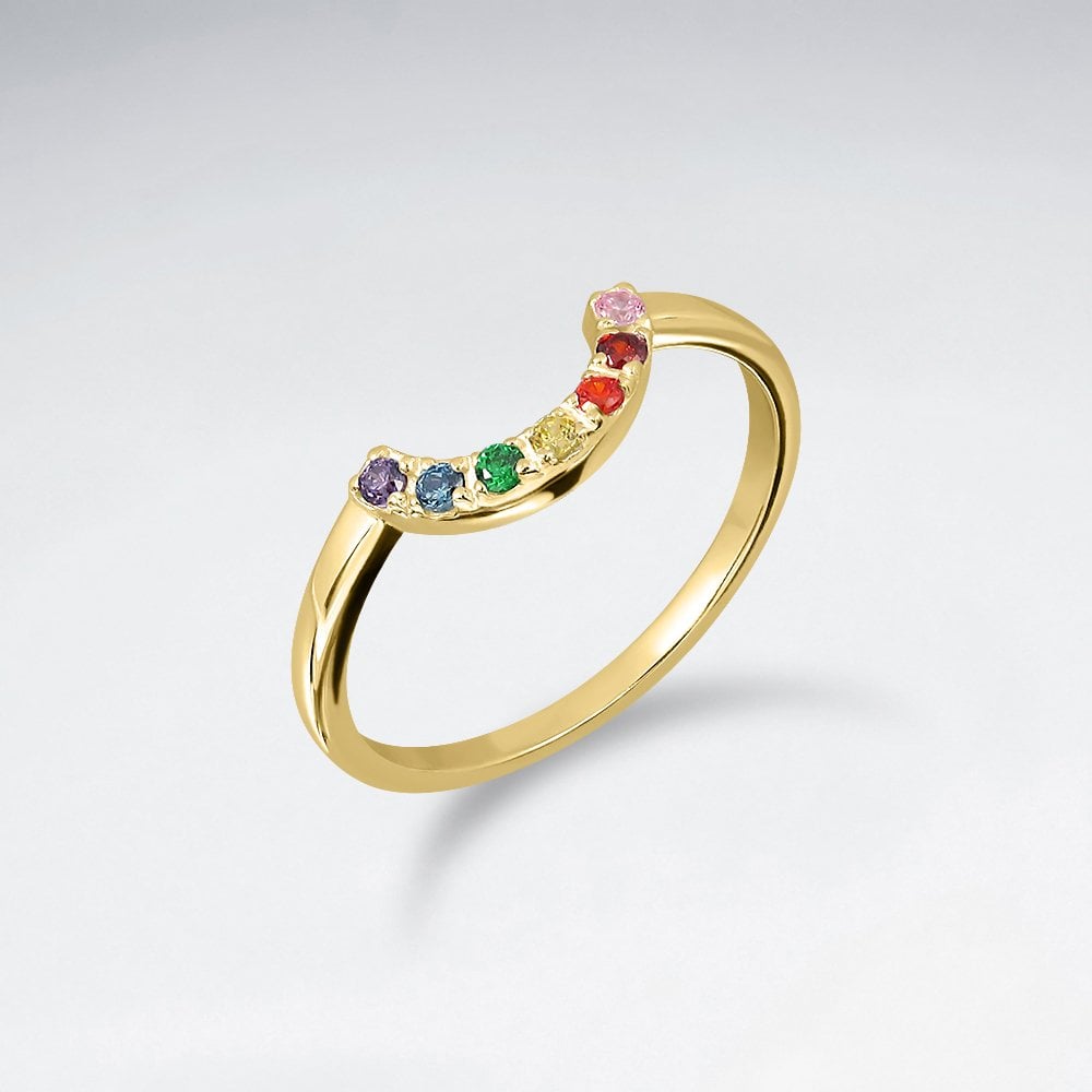 Sterling Silver Cubic Zirconia Rainbow Hope Ring